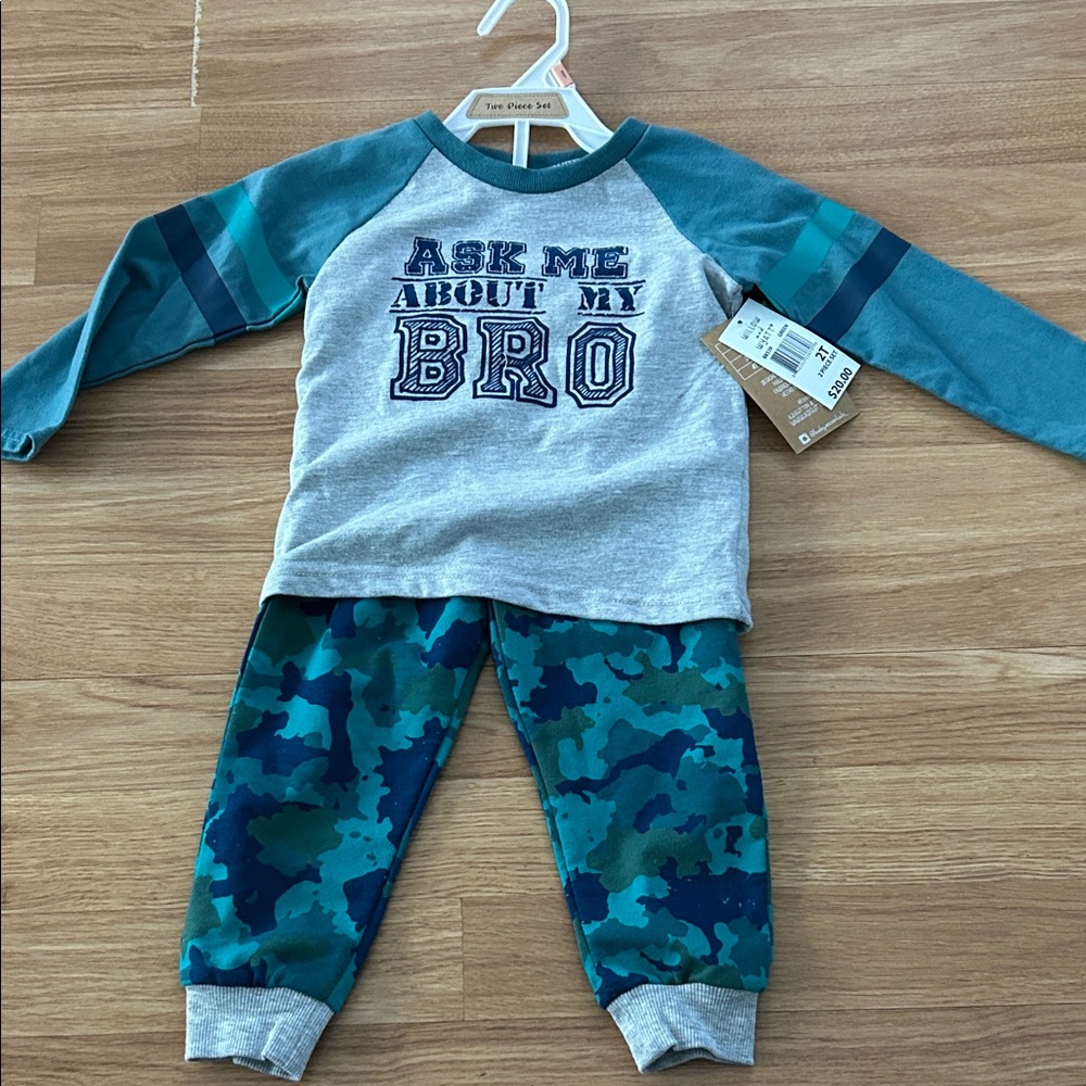 Slate & Willow Teal and Gray Kids Pajama Set
